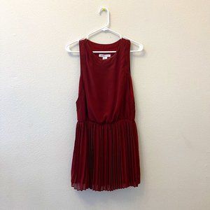 BCBGeneration Maroon Sleeveless Dress with Ruffled Bottom